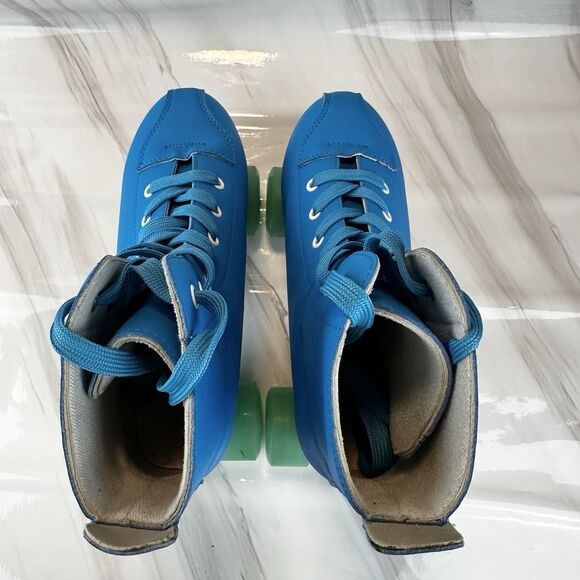 XUDREZ Dual Roller Skates Unisex Size 39 W 8.5 M 7 Blue with Green Wheels Tie Up - Picture 9 of 15
